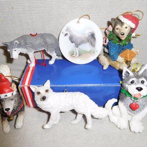 Siberian Husky, Wolf, and Fox Ornaments
